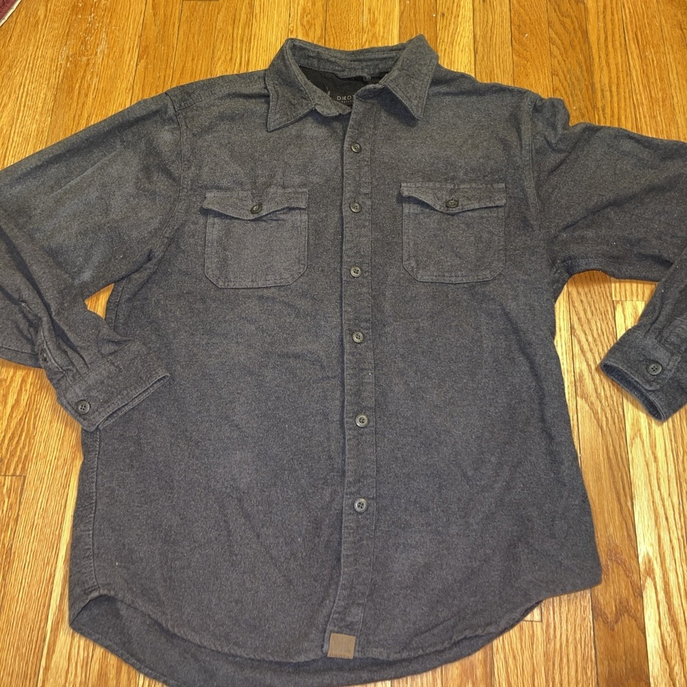 Dkota Grizzly Mens  L charcoal Grey Flannel Shirt Gorpcore Hunting Fishing - Picture 2 of 6